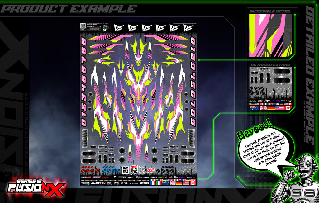 'Series 15B' FusionX Universal Aftermarket Graphics Kit Suitable For ProBoat, Oxidean Marine, Traxxas, TFL, Kyosho & Other RC Boats | Darkside Studio Arts LLC.