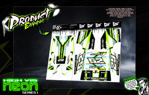 'Neon Series I' Acid Green Fluorescent Customizable Graphics Wrap Kit For Hack Fab Sprint Bolt On Lexan Body For Losi Mini-B - Darkside Studio Arts LLC.