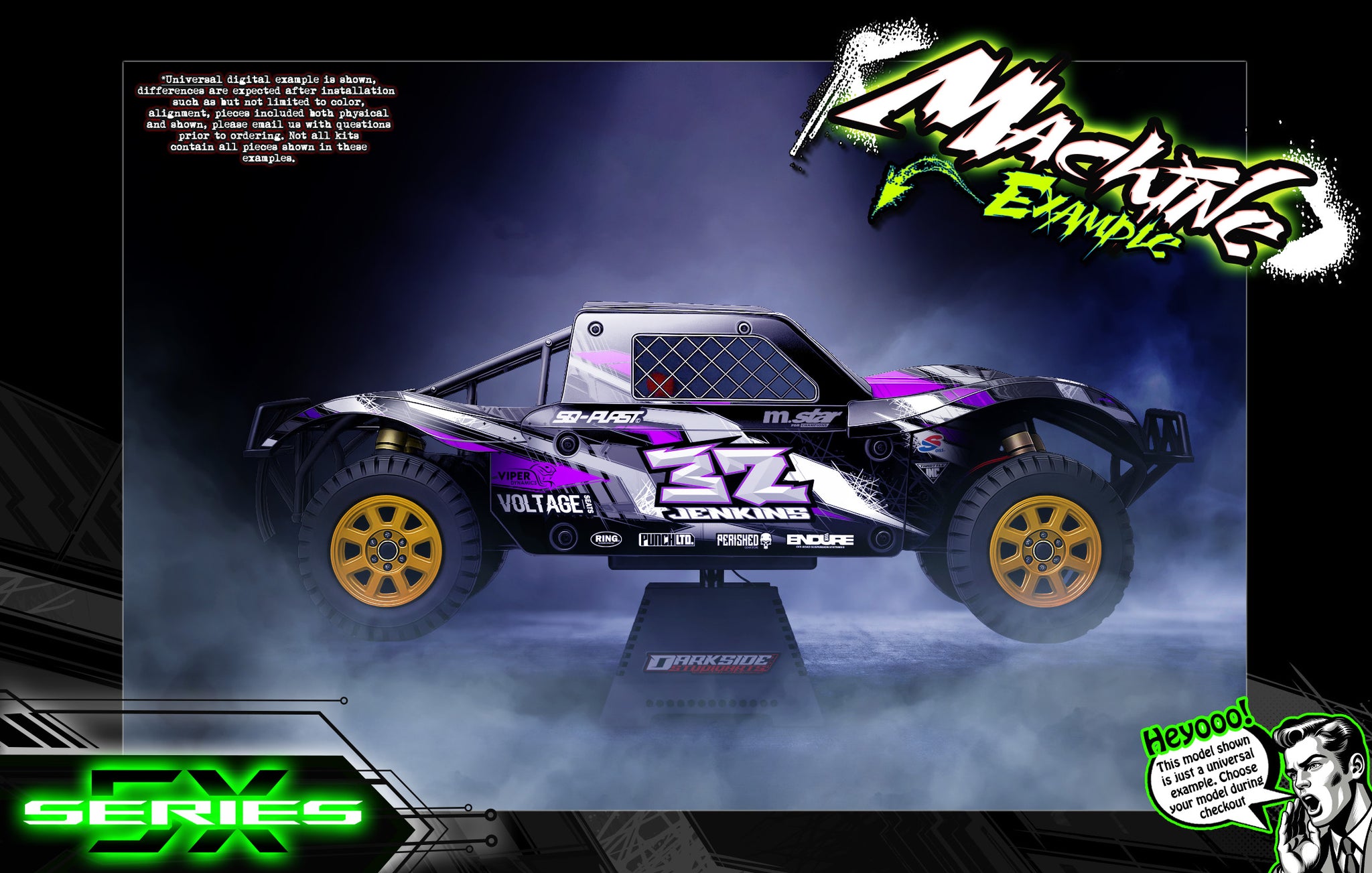 'Series 5X' Themed Body Decal Graphics Kit Fits Losi 5Ive-T / Rovan / King Motor 30° North Big Flex (Which Can Fit 2.0 ChassisAs Well) | Darkside Studio Arts LLC.