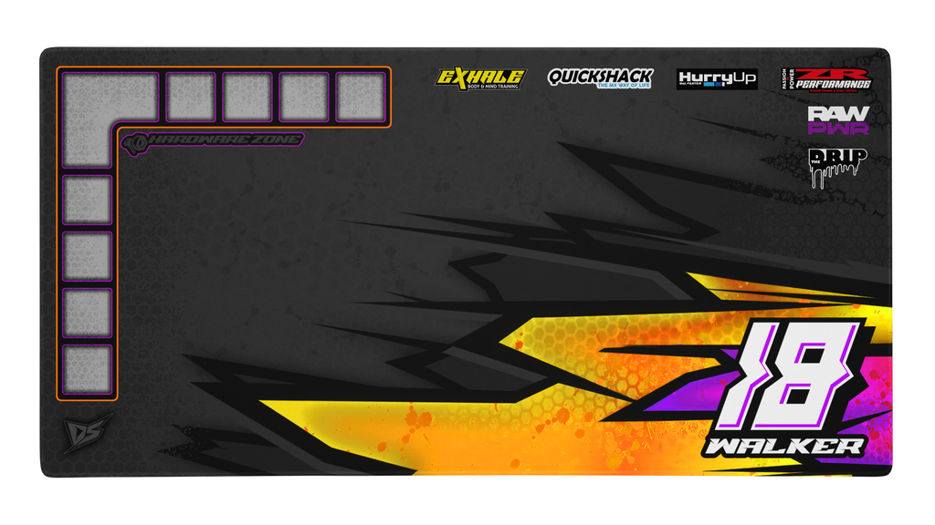 'Hyper' Premium RC Pit / Work Mat – Customizable, Rollable, Rubber non-slip base, Polyester Top, Stitched Edges | Darkside Studio Arts LLC.