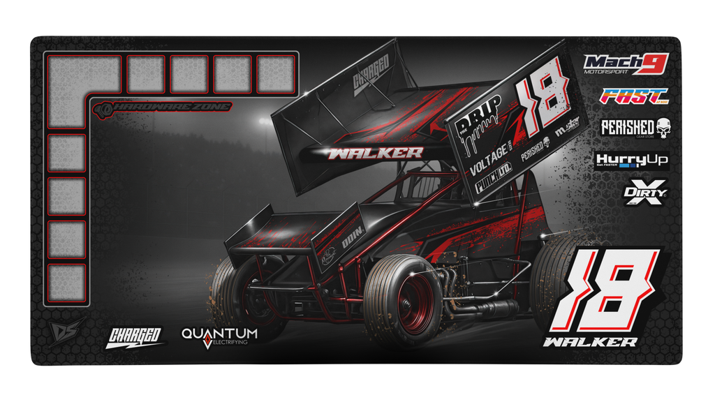 'Sprint Series' Premium RC Pit / Work Mat – Customizable, Rollable, Rubber non-slip base, Polyester Top, Stitched Edges | Darkside Studio Arts LLC.