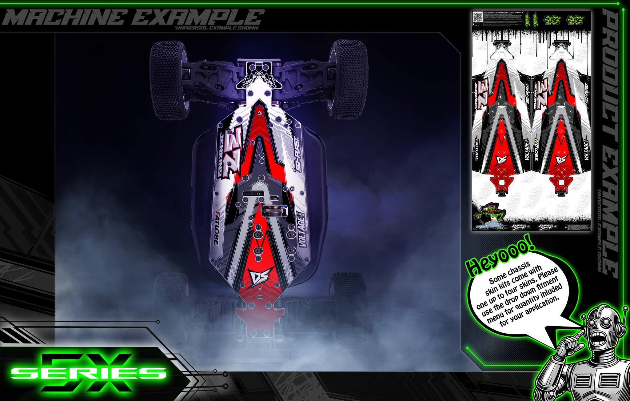 'Series 5X' Themed Aftermarket Chassis Skin Fits Traxxas® | 4-Tec 3.0 | Factory Five Hot Rod | Corvette Stingray | GR Supra GT4 | Darkside Studio Arts LLC.