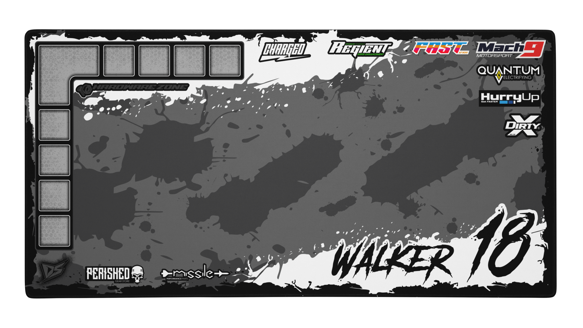 'Splatter' Premium RC Pit / Work Mat – Customizable, Rollable, Rubber non-slip base, Polyester Top, Stitched Edges | Darkside Studio Arts LLC.