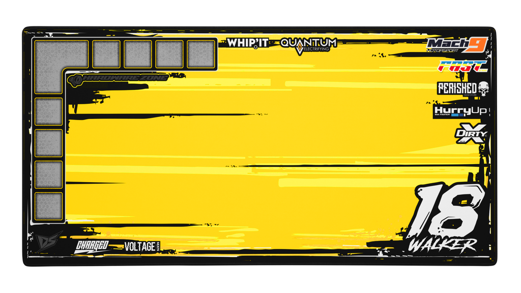 'Marked Up' Premium RC Pit / Work Mat – Customizable, Rollable, Rubber non-slip base, Polyester Top, Stitched Edges | Darkside Studio Arts LLC.