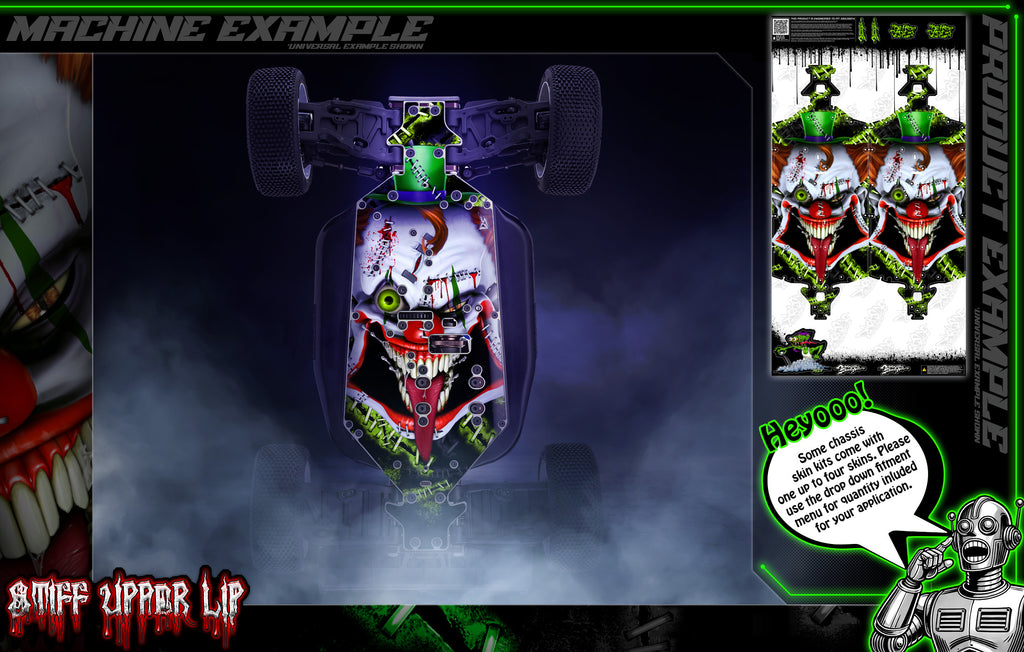 'Stiff Upper Lip' Chassis Wrap For Arrma Kraton Talion Felony Limitless Infraction Kraton Exb Kraton V5 & M2C Hop Up Graphics Decals Kit | Darkside Studio Arts LLC.