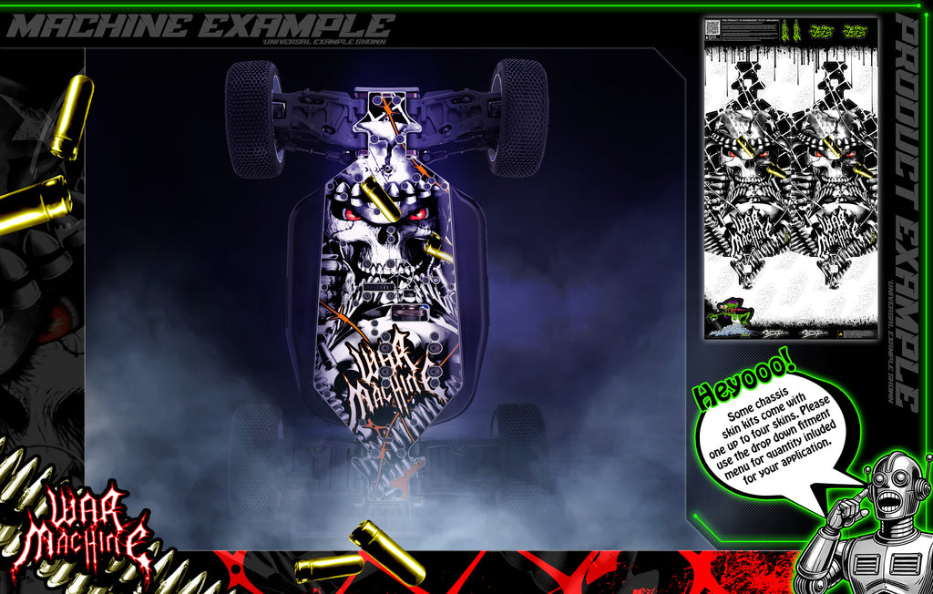 'War Machine' Chassis Wrap For Arrma Kraton Talion Felony Limitless Infraction Kraton Exb Kraton V5 & M2C Hop Up Graphics Decals Kit | Darkside Studio Arts LLC.