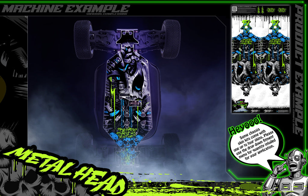 'Metal Head' Themed Chassis Skin Fits HPI® | Baja 5B | Baja 5T | Baja 5SC | King Motor | Kraken | Darkside Studio Arts LLC - 1