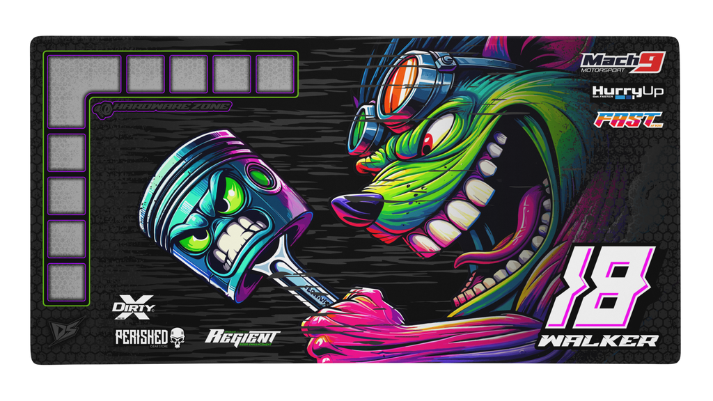 'Rat Attack' Premium RC Pit / Work Mat – Customizable, Rollable, Rubber non-slip base, Polyester Top, Stitched Edges | Darkside Studio Arts LLC.