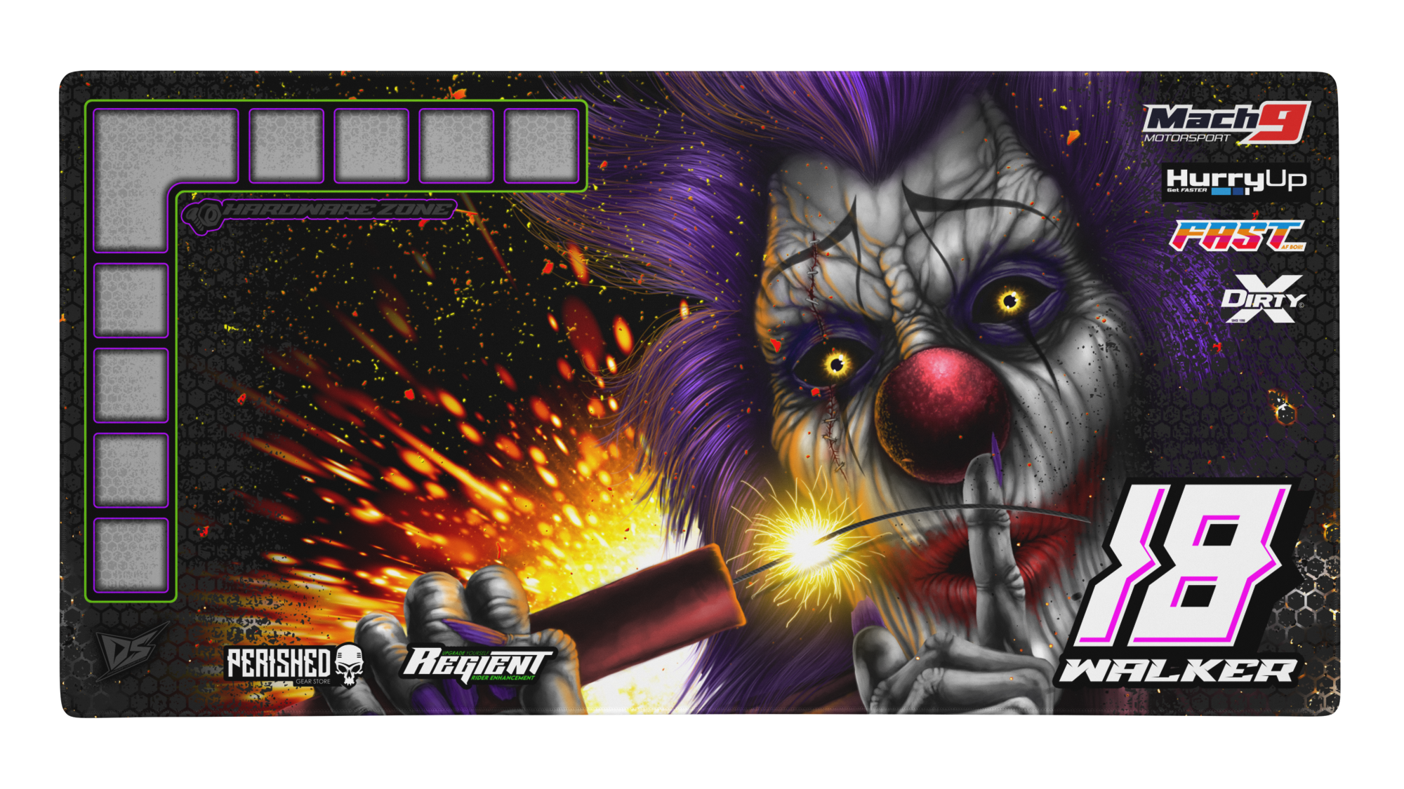 'Pyro' Premium RC Pit / Work Mat – Customizable, Rollable, Rubber non-slip base, Polyester Top, Stitched Edges | Darkside Studio Arts LLC.