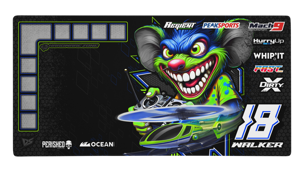 'RC Helicopter Series' Premium RC Pit / Work Mat – Customizable, Rollable, Rubber non-slip base, Polyester Top, Stitched Edges | Darkside Studio Arts LLC.