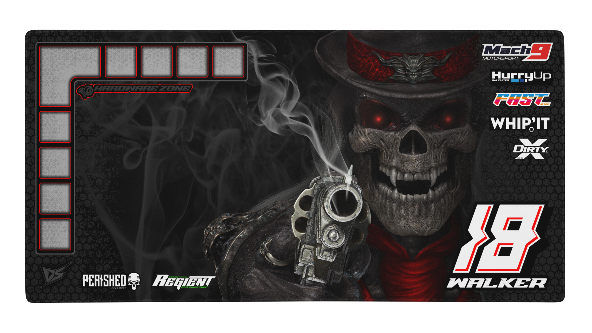 'The Outlaw' Premium RC Pit / Work Mat – Customizable, Rollable, Rubber non-slip base, Polyester Top, Stitched Edges - Darkside Studio Arts LLC.