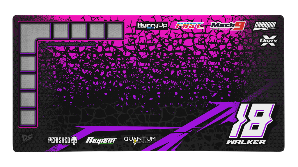 'Scatter' Premium RC Pit / Work Mat – Customizable, Rollable, Rubber non-slip base, Polyester Top, Stitched Edges | Darkside Studio Arts LLC.