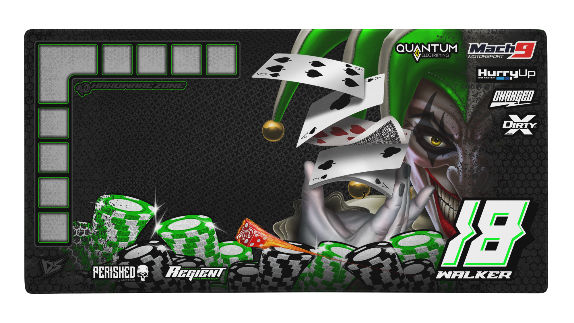 'Lucky' Premium RC Pit / Work Mat – Customizable, Rollable, Rubber non-slip base, Polyester Top, Stitched Edges | Darkside Studio Arts LLC.