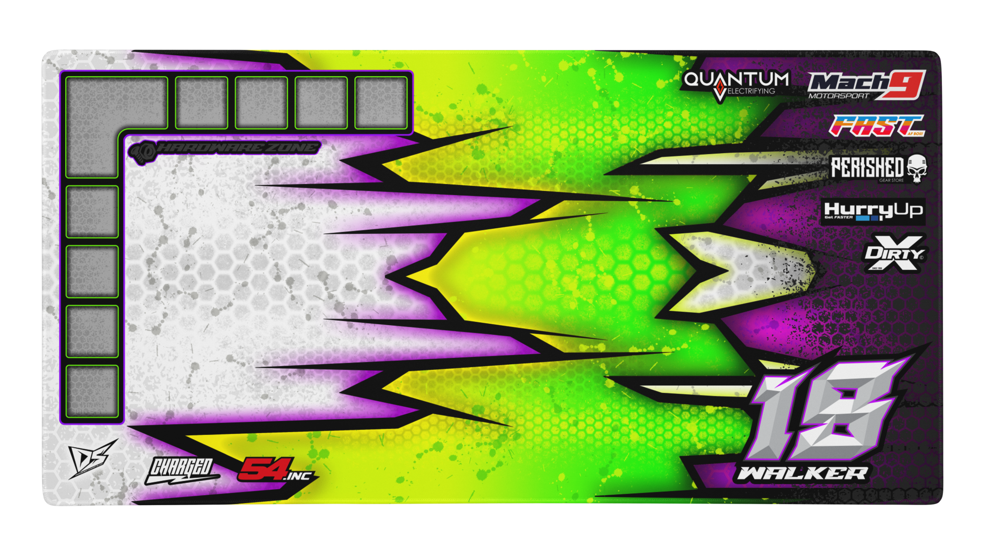 'Hyper V2' Premium RC Pit / Work Mat – Customizable, Rollable, Rubber non-slip base, Polyester Top, Stitched Edges | Darkside Studio Arts LLC.