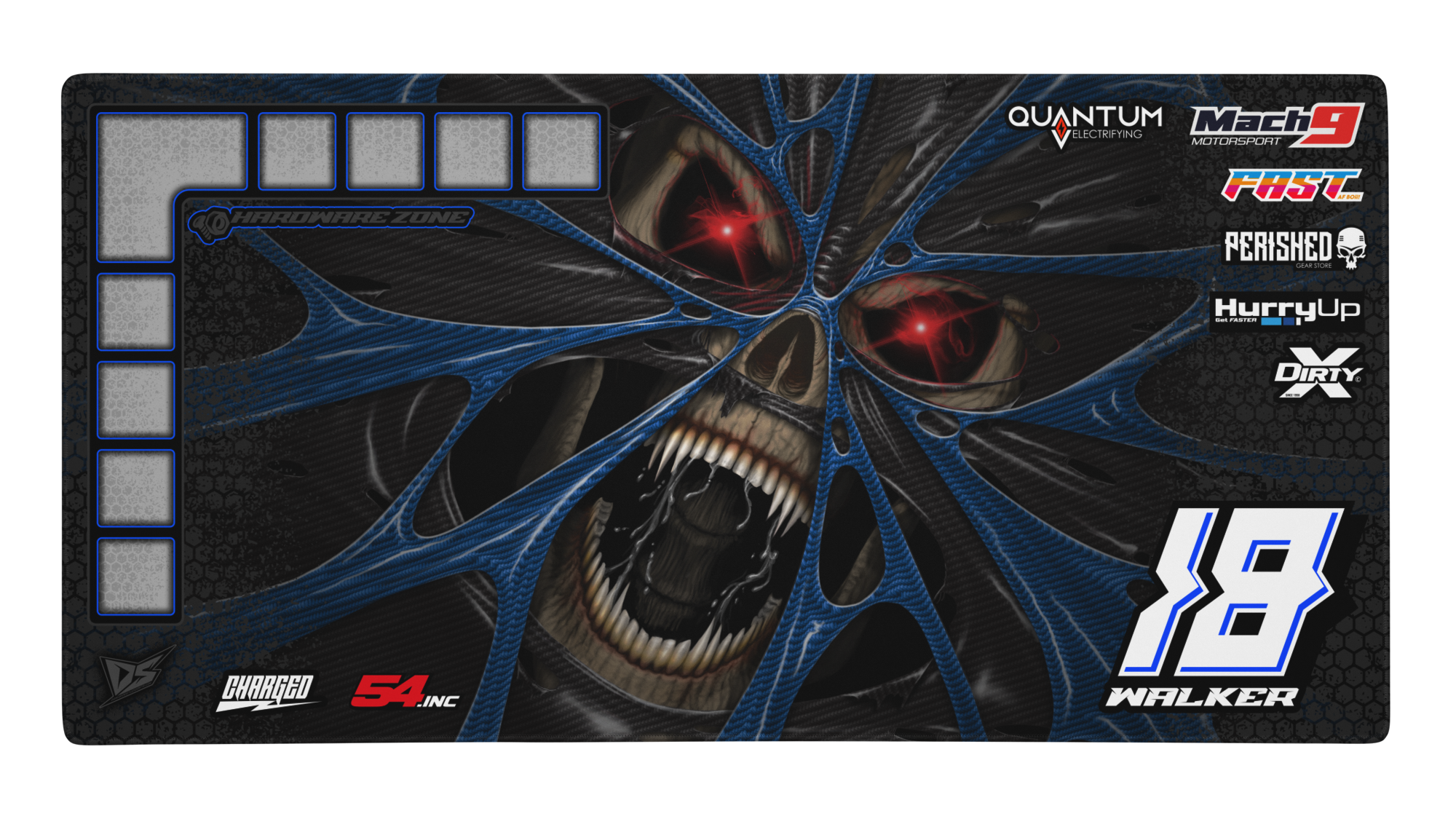 'The Demons Within' Premium RC Pit / Work Mat – Customizable, Rollable, Rubber non-slip base, Polyester Top, Stitched Edges | Darkside Studio Arts LLC.