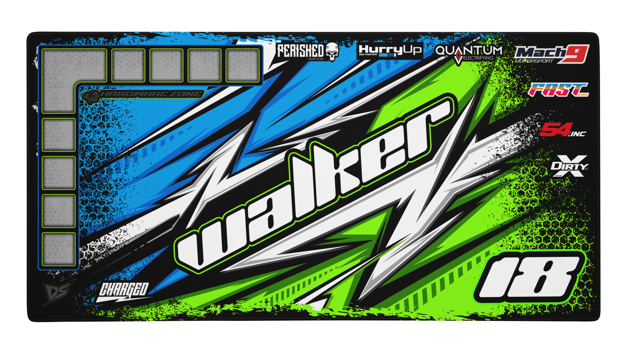 'Series 10x' Premium RC Pit / Work Mat – Customizable, Rollable, Rubber non-slip base, Polyester Top, Stitched Edges | Darkside Studio Arts LLC.
