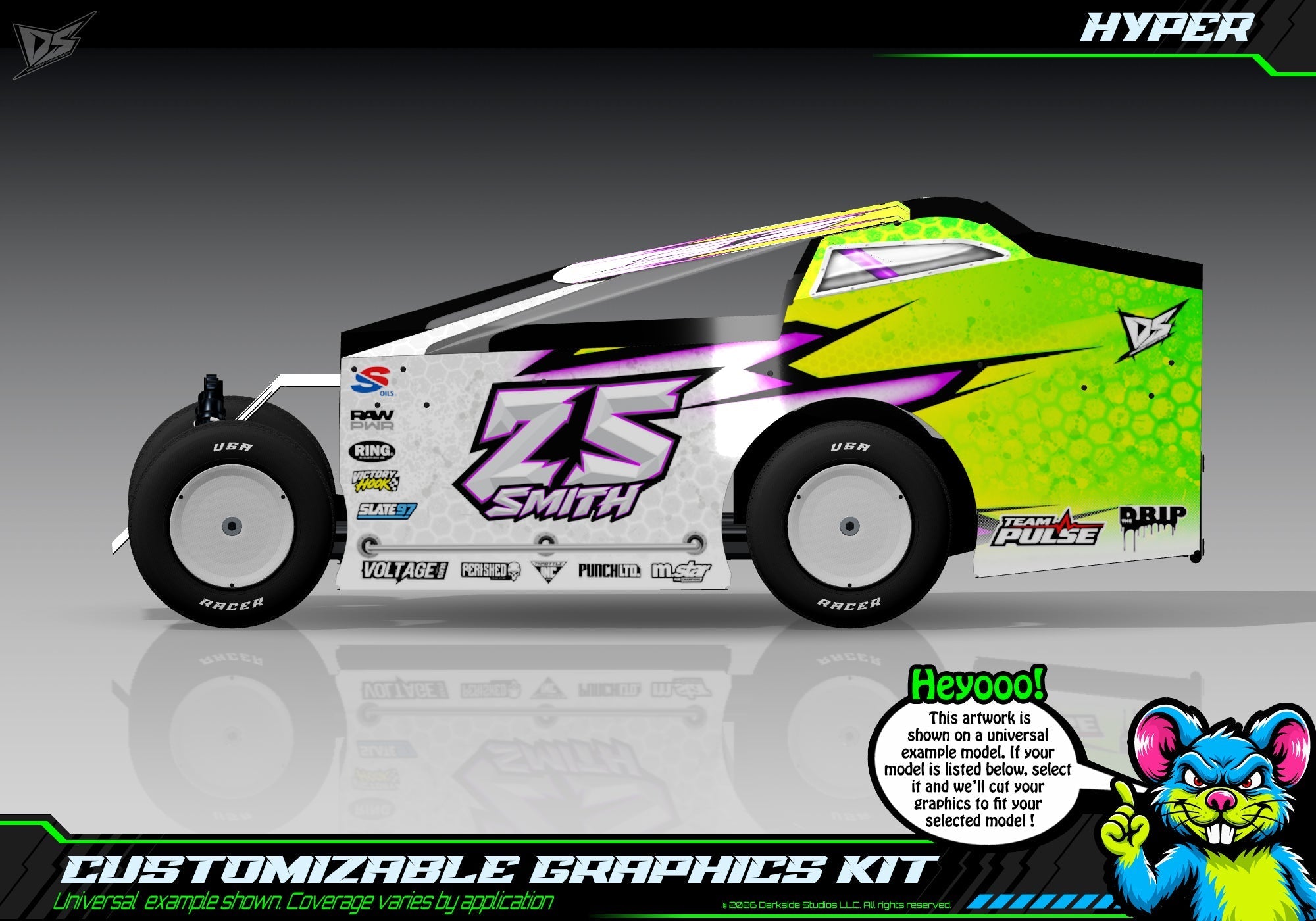 Hyper graphics kit for JBody RC Mini Mudboss — Atomic — universal example artwork preview 1