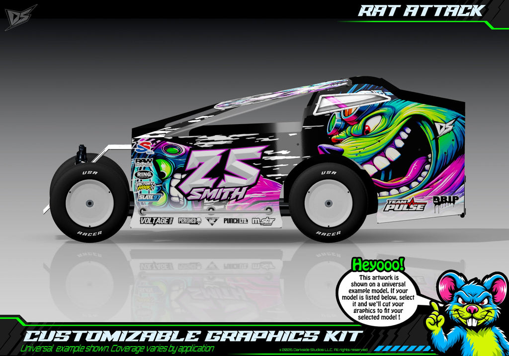 Rat Attack graphics kit for JBody RC Standard Mudboss — universal example artwork preview 1
