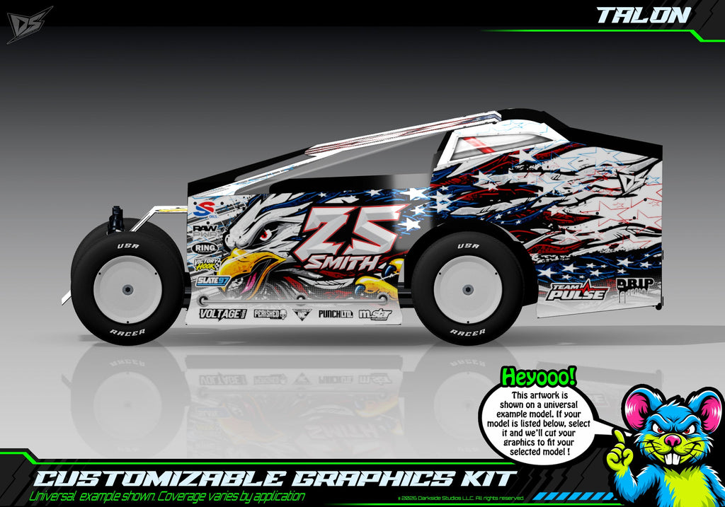 Talon graphics kit for JBody RC Standard Mudboss — universal example artwork preview 1