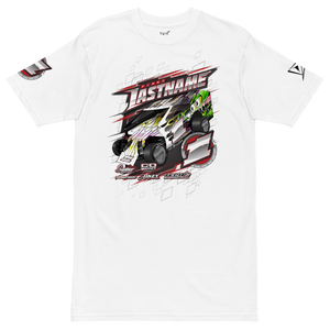 Custom Designed Men’s Premium Heavyweight Tee For Salvas Mudboss Racing Teams White V4 - Darkside Studio Arts LLC.