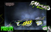 Neon Series I: Yellow racing car example. Design available for Mr. Kustoms RC body wraps.