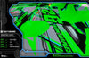 Close-up of fluorescent green graphics material by Darkside Studios