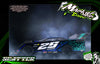 Scatter: Blue and teal racing car example. Design available for Mr. Kustoms RC body wraps.