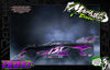 Turbo: Pink and purple racing car example. Design available for Mr. Kustoms RC body wraps.