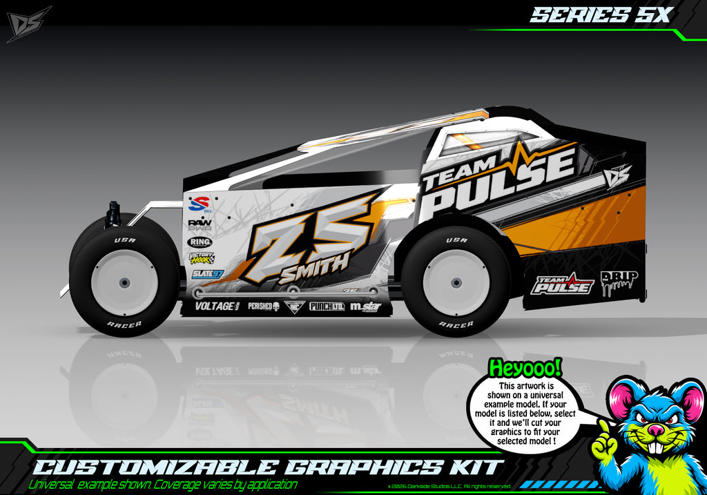 'Series 5X' Customizable Decal Skin Kit Fits Salvas Mudboss / SE2 Sprint Lexan Body For Traxxas Slash Dirt Oval Short Course Racing | Darkside Studio Arts LLC - 1