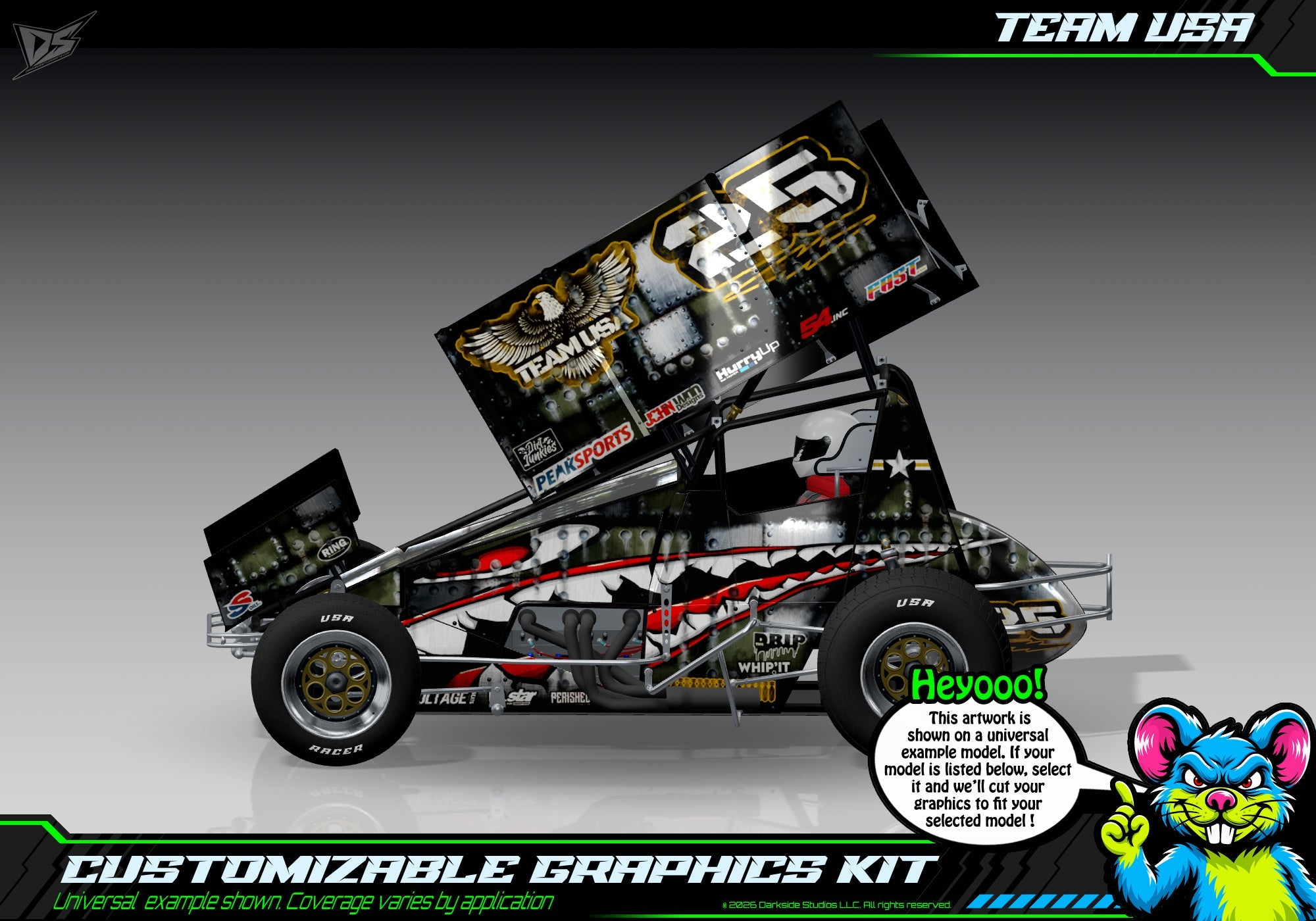 Team USA graphics kit for Salvas SE2 Sprint — Team USA — universal example artwork preview