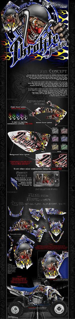 GRAPHICS KIT FOR SUZUKI LTR450R ALL YEARS "THROTTLE JUNKIE"  WRAP FITS OEM PARTS PLASTICS - Darkside Studio Arts LLC.