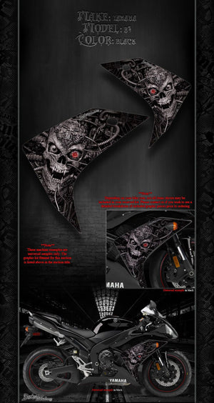 Graphics Kit For Yamaha 2002-2014 Yzf-R1 "Machinehead"  Wrap For Shroud Cowling Fairing - Darkside Studio Arts LLC.
