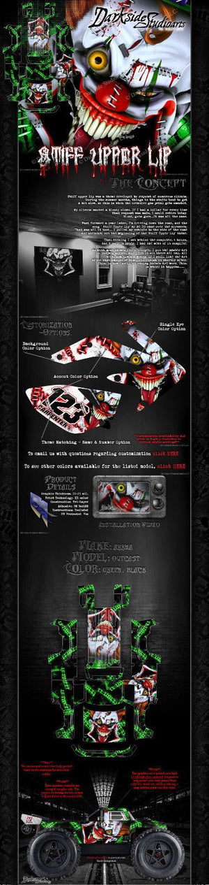 'Stiff Upper Lip' Themed Clown Graphics Wrap Skin Fits Arrma Outcast Truck Body # Ar406086 - Darkside Studio Arts LLC.