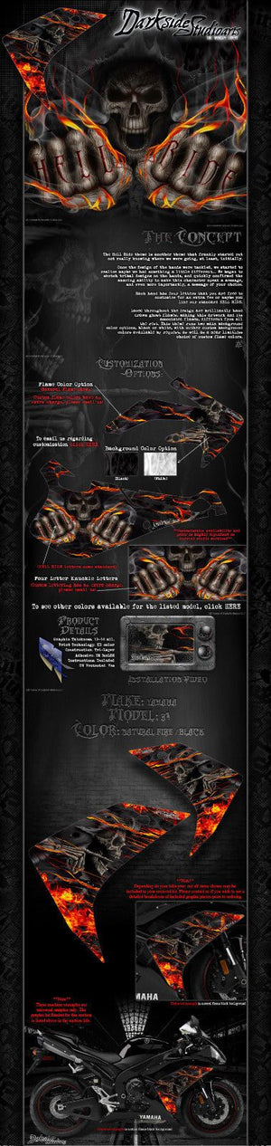 Graphics Kit For Yamaha 2002-2014 Yzf-R1 "Hell Ride"  Wrap For Mid Shroud Cowling Fairing - Darkside Studio Arts LLC.
