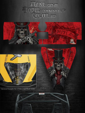 Graphics Kit For Can-Am Commander  Hood & Tailgate  1000 Xt "The Outlaw " Viper Red Model - Darkside Studio Arts LLC.