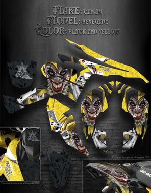 Graphics Kit For Can-Am Renegade  "The Jesters Grin" (Non Xc Xxc) Black Yellow Colors - Darkside Studio Arts LLC.