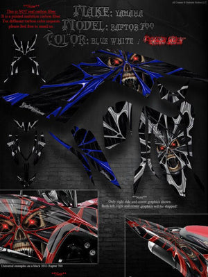 Graphics Kit For Yamaha Raptor 700 2013-2023 "The Demons Within"  Carbon Fiber Edition - Darkside Studio Arts LLC.
