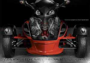 Graphics Kit For Can-Am Spyder Hood  Decal Set Accessories Parts White "The Outlaw" Wrap - Darkside Studio Arts LLC.