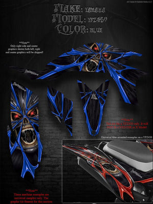 Graphics Kit For Yamaha Yfz450 "The Demons Within" Blue Decal   For Oem Plastics Parts - Darkside Studio Arts LLC.