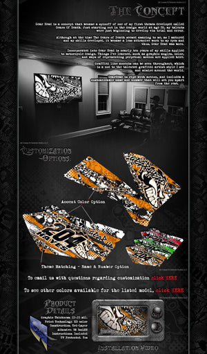 Graphics Kit For Can-Am Renegade  "Gear Head" Two Tone Custom Color Red / Gray - Darkside Studio Arts LLC.