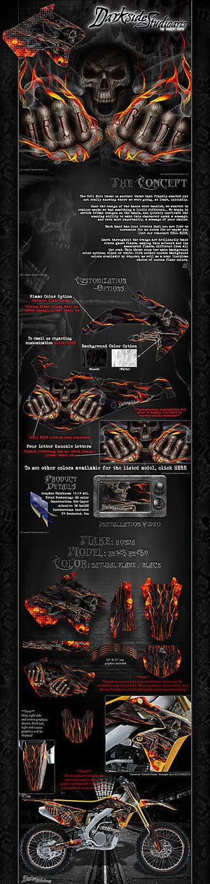 Graphics Kit For Suzuki 2001-2013 Rm125 Rm250  Wrap "Hell Ride" For Oem Parts Fenders - Darkside Studio Arts LLC.