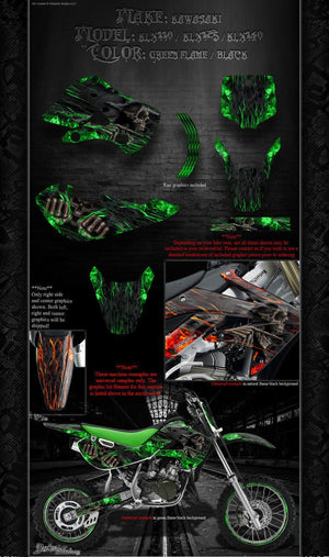 Graphics Kit For Kawasaki 2002-2018 Klx110 Klx125 Klx140 "Hell Ride"  Wrap Decals - Darkside Studio Arts LLC.