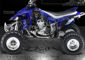 Graphics Kit For Yamaha Yfz450 ( All Years )  "The Outlaw" Decals  Blue Model Skulls - Darkside Studio Arts LLC.