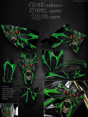 Graphics Kit For Kawasaki 2012-2013 Kx450F   For Oem Plastics Parts "The Demons Within" - Darkside Studio Arts LLC.