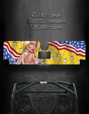 Graphics Kit For Can-Am Commander 800 1000 Xt Tailgate  "Patriotic Seduction" Yellow - Darkside Studio Arts LLC.