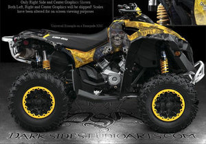 Graphics Kit For Can-Am Renegade   Xc Xxc "The Outlaw" Black And Yellow Model Skull - Darkside Studio Arts LLC.