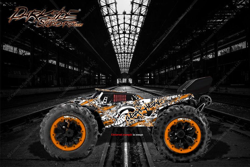 Redcat Racing Tr-Mt8E Wrap Graphics Decals "Gearhead" Fits Oem Body Parts Orange | Darkside Studio Arts LLC.