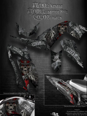 Graphics Kit For Yamaha Raptor 700  "The Outlaw" Decals Wrap Black 2006-2012 700R - Darkside Studio Arts LLC.
