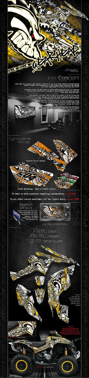 Graphics Kit For Can-Am Renegade   "Gear Head"  Skulls Decals Wrap Set - Darkside Studio Arts LLC.