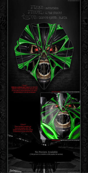 Graphics Kit For Kawasaki Jetski Ultra Series 'The Demons Within' Hood Wrap Skin Decal Set Green - Darkside Studio Arts LLC.